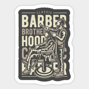Classic Barber Brotherhood Barber Shop Retro Vintage Distressed Design Sticker
